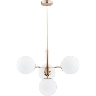 ALFA Volda 4 Pendant Ceiling Lamp – Antique Gold Metal Frame With 4 White Glass Globe Shades, E14 4x40w, Dimmable Indoor Chandelier For Living Room, 80cm, Dining Table, Bedroom ALFA Volda 4 Pendant Ceiling Lamp – Antique Gold Metal Frame With 4 White Glass Globe Shades, E14 4x40w, Dimmable Indoor Chandelier For Living Room, 80cm, Dining Table, Bedroom