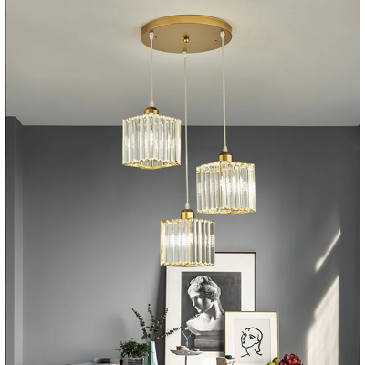FULEADTURE Lampadario Di Cristallo A 3 Teste, Luce Da Corridoio, Lampada Da Soffitto E27, Luce Da Cucina, Decorazione Da Bancone Bar, Altezza Regolabile (oro). FULEADTURE Lampadario Di Cristallo A 3 Teste, Luce Da Corridoio, Lampada Da Soffitto E27, Luce Da Cucina, Decorazione Da Bancone Bar, Altezza Regolabile (oro).