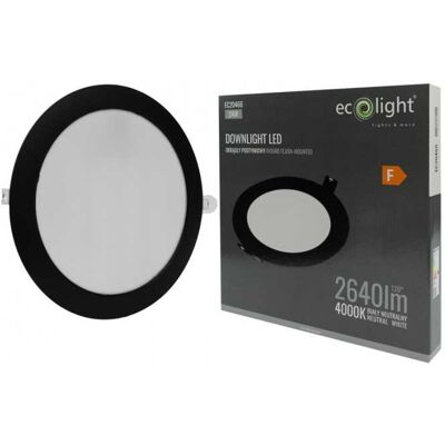 ECOLIGHT Faretto Led Da Incasso Circolare P/t 24w 4000k Nero Dl-1 ECOLIGHT Faretto Led Da Incasso Circolare P/t 24w 4000k Nero Dl-1