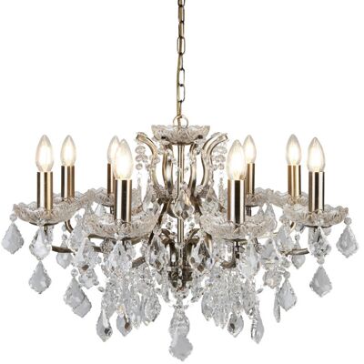 SEARCHLIGHT Lampadario Classico Parigi Acciaio Ottone Vetro Trasparente 8 Luci E14 SEARCHLIGHT Lampadario Classico Parigi Acciaio Ottone Vetro Trasparente 8 Luci E14