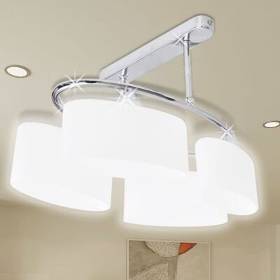 Lampadario da soffitto vidaXL con paralumi in vetro ellissoidale 4 lampadine E14 Lampadario da soffitto vidaXL con paralumi in vetro ellissoidale 4 lampadine E14
