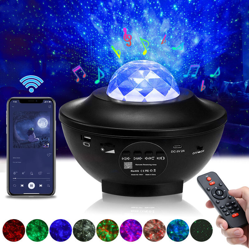 INSMA - led Galaxy Projector Light Starry Sky Star Bluetooth Music Nightlight + telecomando