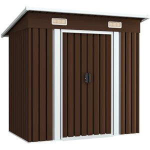 VIDAXL Capanno Attrezzi Da Giardino Marrone 194x121x181 Cm In Acciaio - VIDAXL Capanno Attrezzi Da Giardino Marrone 194x121x181 Cm In Acciaio -