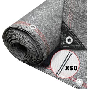 VOUNOT Rete Ombreggiante 1×10m, Telo Frangivista Recinzione Giardino Hdpe 230g/m², Grigio - VOUNOT Rete Ombreggiante 1×10m, Telo Frangivista Recinzione Giardino Hdpe 230g/m², Grigio -