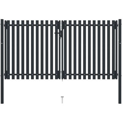 VIDAXL - Cancello Per Recinzione Doppio In Acciaio 306x200 Cm Antracite VIDAXL - Cancello Per Recinzione Doppio In Acciaio 306x200 Cm Antracite