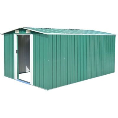 VIDAXL Casetta Da Giardino 257x392x181 Cm In Metallo Verde - VIDAXL Casetta Da Giardino 257x392x181 Cm In Metallo Verde -
