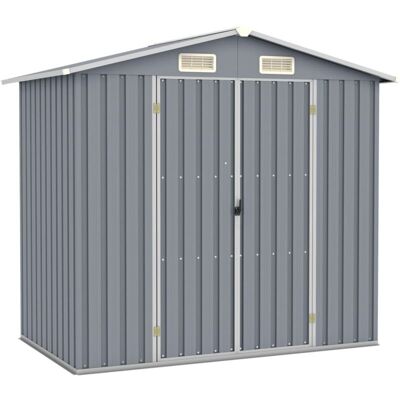 VIDAXL Capanno Da Giardino Grigio 205x129x183 Cm In Acciaio Zincato - VIDAXL Capanno Da Giardino Grigio 205x129x183 Cm In Acciaio Zincato -