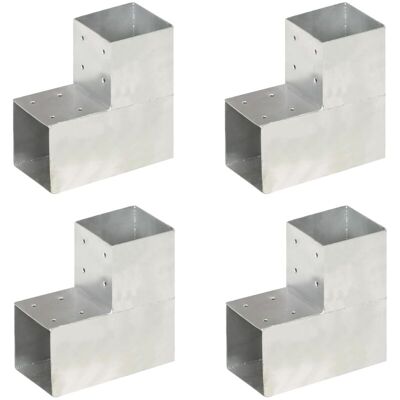 VIDAXL - Connettori Pali A Forma Di L 4 Pz In Metallo Zincato 101x101 Mm VIDAXL - Connettori Pali A Forma Di L 4 Pz In Metallo Zincato 101x101 Mm