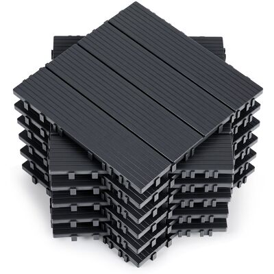 WOLKETON Pavimento Esterno In Plastica 99 Piastrelle 30x30x2 Cm, Antracite, Motivo A 4 Listelli, Posa Senza Colla WOLKETON Pavimento Esterno In Plastica 99 Piastrelle 30x30x2 Cm, Antracite, Motivo A 4 Listelli, Posa Senza Colla