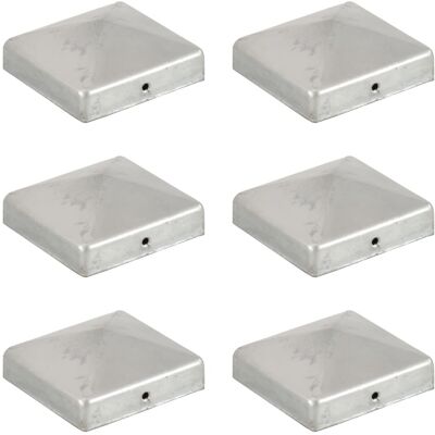 vidaXL Tappi per Pali a Piramide 6 pz Metallo Zincato 81x81 mm vidaXL Tappi per Pali a Piramide 6 pz Metallo Zincato 81x81 mm