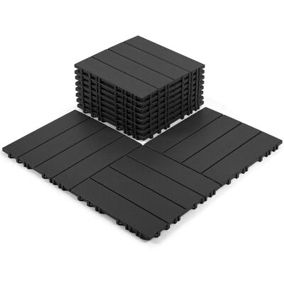 TOLLETOUR Set Di 11 Piastrelle Per Terrazza 1 M², 30 X 30 Cm 4 Listelli, Piastrelle In Plastica, Piastrelle A Incastro Antracite TOLLETOUR Set Di 11 Piastrelle Per Terrazza 1 M², 30 X 30 Cm 4 Listelli, Piastrelle In Plastica, Piastrelle A Incastro Antracite