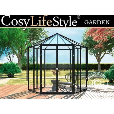 DANCOVER Serra Orangerie Esagonale In Vetro 3,74m², 2,08x2,4x2,32m, Nero - DANCOVER Serra Orangerie Esagonale In Vetro 3,74m², 2,08x2,4x2,32m, Nero -
