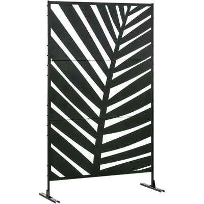 Zone Schermo Per Privacy Da Esterno, Struttura In Acciaio Verniciato, Design: Sagoma Di Foglia Di Palma, 1.2 X 2 M, Nero Zone Schermo Per Privacy Da Esterno, Struttura In Acciaio Verniciato, Design: Sagoma Di Foglia Di Palma, 1.2 X 2 M, Nero