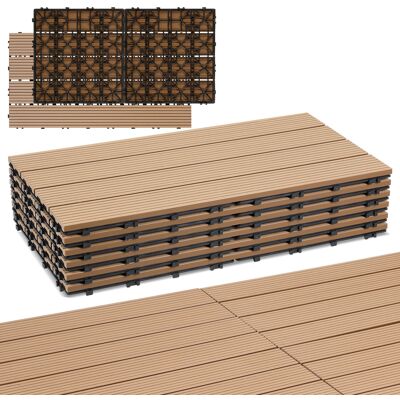 WOLKETON Confezione Da 48 Piastrelle Per Decking In Wpc, 4 Listelli, 8 M², 30 X 60 Cm, Teak, Piastrelle In Legno Composito Ad Incastro WOLKETON Confezione Da 48 Piastrelle Per Decking In Wpc, 4 Listelli, 8 M², 30 X 60 Cm, Teak, Piastrelle In Legno Composito Ad Incastro