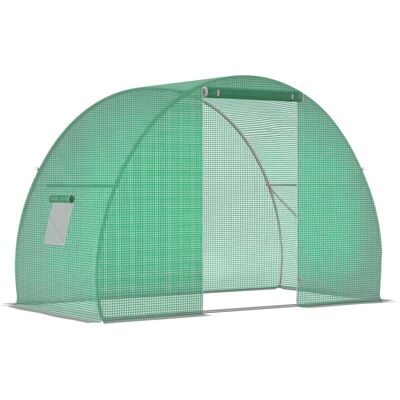 Zone Serra A Tunnel Con Porta Avvolgibile E Finestre, Copertura Pe E Struttura In Acciaio, 1.5x3x2m, Verde Zone Serra A Tunnel Con Porta Avvolgibile E Finestre, Copertura Pe E Struttura In Acciaio, 1.5x3x2m, Verde