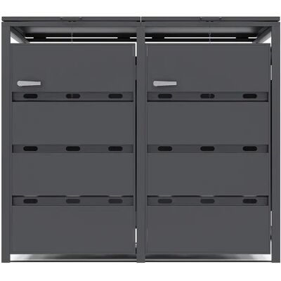 Unique Cestino Per Rifiuti In Acciaio Zincato Grigio Antracite - 0,6 Mm - 2 Bidoni Da 240l - L132 X P80 X H116 Cm - Lokafa Unique Cestino Per Rifiuti In Acciaio Zincato Grigio Antracite - 0,6 Mm - 2 Bidoni Da 240l - L132 X P80 X H116 Cm - Lokafa