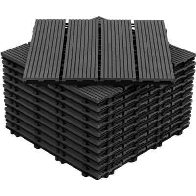 WOLKETON Set Di 11 Piastrelle Per Decking In Wpc, 4 Listelli Per 1 M², 30 X 30 Cm, Piastrelle In Legno Composito Ad Incastro, Antracite WOLKETON Set Di 11 Piastrelle Per Decking In Wpc, 4 Listelli Per 1 M², 30 X 30 Cm, Piastrelle In Legno Composito Ad Incastro, Antracite