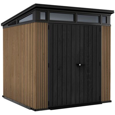 Keter Pent 7x7 - Casetta Da Giardino 216x226x218 Cm 2 Ante Per Deposito Attrezzi Finitura Effetto Legno Evotech+ In Resina Marrone E Nero Keter Pent 7x7 - Casetta Da Giardino 216x226x218 Cm 2 Ante Per Deposito Attrezzi Finitura Effetto Legno Evotech+ In Resina Marrone E Nero