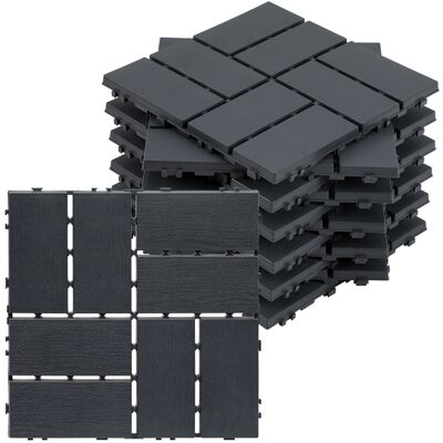 WOLKETON Set Di 44 Piastrelle Per Terrazza 4 M², 30 X 30 Cm 8 Listelli, Piastrelle In Plastica, Piastrelle A Incastro Antracite WOLKETON Set Di 44 Piastrelle Per Terrazza 4 M², 30 X 30 Cm 8 Listelli, Piastrelle In Plastica, Piastrelle A Incastro Antracite