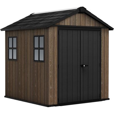 Keter Apex 757/775 - Casetta Da Giardino 223,8x246x230 Cm 2 Ante Per Deposito Attrezzi Finitura Effetto Legno Evotech+ In Resina Marrone E Nero Keter Apex 757/775 - Casetta Da Giardino 223,8x246x230 Cm 2 Ante Per Deposito Attrezzi Finitura Effetto Legno Evotech+ In Resina Marrone E Nero