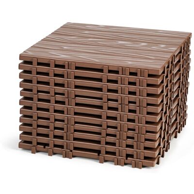 WOLKETON Pavimento Esterno In Plastica 88 Piastrelle 30x30x2 Cm, Marrone Rossastro, Motivo Rilievo 5 Listelli, Posa Senza Colla WOLKETON Pavimento Esterno In Plastica 88 Piastrelle 30x30x2 Cm, Marrone Rossastro, Motivo Rilievo 5 Listelli, Posa Senza Colla