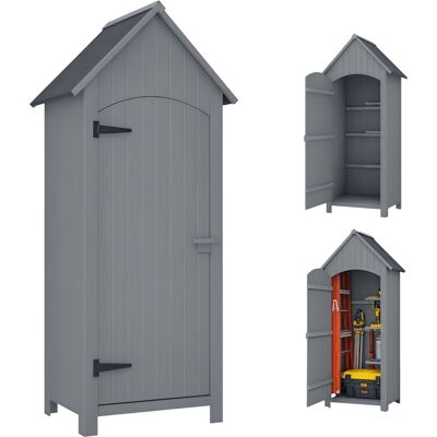 OEM Casetta Porta Attrezzi In Legno A 3 Mensole Con Tetto Impermeabile In Bitume, 77.5x54.2x179.5 Cm, Grigio OEM Casetta Porta Attrezzi In Legno A 3 Mensole Con Tetto Impermeabile In Bitume, 77.5x54.2x179.5 Cm, Grigio