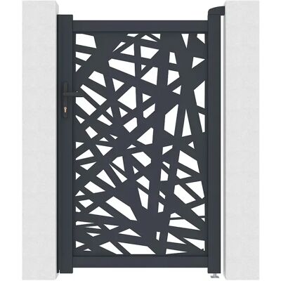 Unique Cancelletto A Battente In Alluminio Con Motivo Geometrico In Taglio Laser L103 X H166 Cm Antracite - Natafo Unique Cancelletto A Battente In Alluminio Con Motivo Geometrico In Taglio Laser L103 X H166 Cm Antracite - Natafo