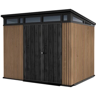 Keter Pent 9x7 - Casetta Da Giardino 279x226x218 Cm 2 Ante Per Deposito Attrezzi Finitura Effetto Legno Evotech+ In Resina Marrone E Nero Keter Pent 9x7 - Casetta Da Giardino 279x226x218 Cm 2 Ante Per Deposito Attrezzi Finitura Effetto Legno Evotech+ In Resina Marrone E Nero