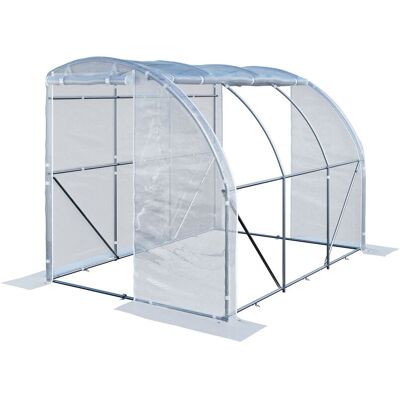 TOOLPORT Serra A Tunnel Addossata 2x3 M In Pe 180 G/m² Stabilizzato Uv Con Struttura In Acciaio Zincato, Serra Per Pomodori Con Finestre Laterali TOOLPORT Serra A Tunnel Addossata 2x3 M In Pe 180 G/m² Stabilizzato Uv Con Struttura In Acciaio Zincato, Serra Per Pomodori Con Finestre Laterali