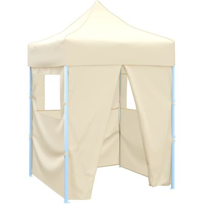 Tenda da festa pieghevole professionale vidaXL con 4 pareti in acciaio color crema 2m Tenda da festa pieghevole professionale vidaXL con 4 pareti in acciaio color crema 2m