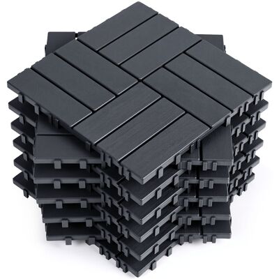 WOLKETON Pavimento Esterno In Plastica 22 Piastrelle 30x30x2 Cm, Antracite, Design A 12 Listelli, Posa Senza Colla WOLKETON Pavimento Esterno In Plastica 22 Piastrelle 30x30x2 Cm, Antracite, Design A 12 Listelli, Posa Senza Colla