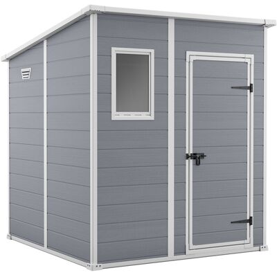 Keter Manor Pent 6x6 - Casetta Da Giardino 183,50x200x185 Cm 1 Anta Per Deposito Attrezzi Finitura Effetto Legno Graffiato In Resina Grigio Keter Manor Pent 6x6 - Casetta Da Giardino 183,50x200x185 Cm 1 Anta Per Deposito Attrezzi Finitura Effetto Legno Graffiato In Resina Grigio