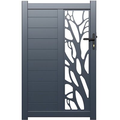 Unique - Cancello A Battente L100 X H179 Cm Alluminio Semi Traforato Con Motivi Antracite - Labrit Ii Unique - Cancello A Battente L100 X H179 Cm Alluminio Semi Traforato Con Motivi Antracite - Labrit Ii