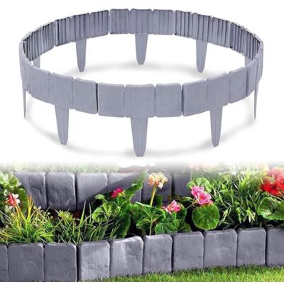 YM INTERNET Confezione Da 10 - Modulo Per Bordura Da Giardino Effetto Pietra - Bordo Di 2,5 Metri Per Recinzione, Piantagione - Plastica Flessibile - 25 X 10 Cm (grigio) YM INTERNET Confezione Da 10 - Modulo Per Bordura Da Giardino Effetto Pietra - Bordo Di 2,5 Metri Per Recinzione, Piantagione - Plastica Flessibile - 25 X 10 Cm (grigio)
