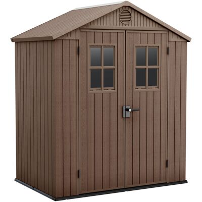 Keter Darwin 6x4 - Casetta Da Giardino 190x221x122 Cm 2 Ante A Per Deposito Attrezzi Finitura Effetto Legno Evotech+ In Resina Marrone Keter Darwin 6x4 - Casetta Da Giardino 190x221x122 Cm 2 Ante A Per Deposito Attrezzi Finitura Effetto Legno Evotech+ In Resina Marrone