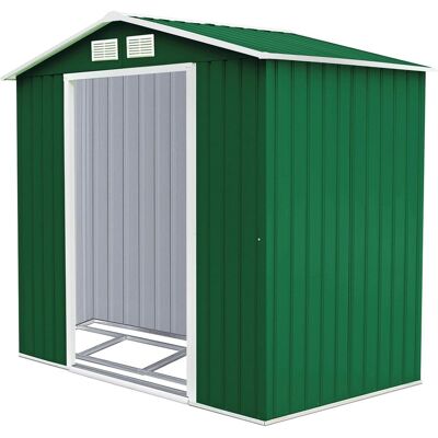 COSTWAY Casetta Da Giardino In Acciaio 2,7㎡, Con Base, Porte Scorrevoli, Maniglie, Sfoghi E Tettoia, Capanno Da Esterno Per Giardino, Fattoria E Cortile, 213 X 127 X 185 Cm (verde Scuro) - COSTWAY Casetta Da Giardino In Acciaio 2,7㎡, Con Base, Porte Scorrevoli, Maniglie, Sfoghi E Tettoia, Capanno Da Esterno Per Giardino, Fattoria E Cortile, 213 X 127 X 185 Cm (verde Scuro) -