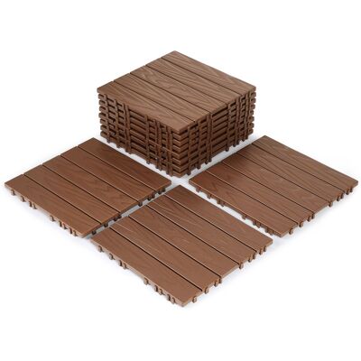 WOLKETON Set Di 11 Piastrelle Per Terrazza 1 M², 30 X 30 Cm 5 Listelli, Piastrelle In Plastica, Piastrelle A Incastro Marrone WOLKETON Set Di 11 Piastrelle Per Terrazza 1 M², 30 X 30 Cm 5 Listelli, Piastrelle In Plastica, Piastrelle A Incastro Marrone