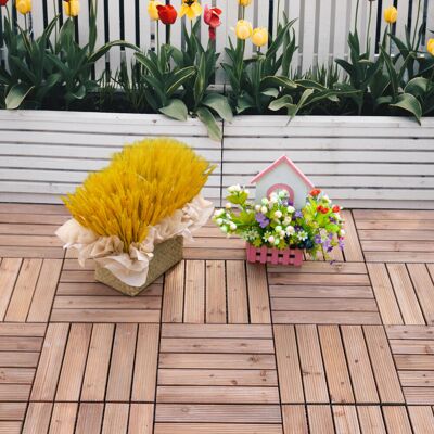 PZCC Piastrelle Da Esterni Pavimento Da Giardino In Legno, Set Da 27 Pezzi, 2.5m², Montaggio A Incastro, 30x30cm, Marrone PZCC Piastrelle Da Esterni Pavimento Da Giardino In Legno, Set Da 27 Pezzi, 2.5m², Montaggio A Incastro, 30x30cm, Marrone