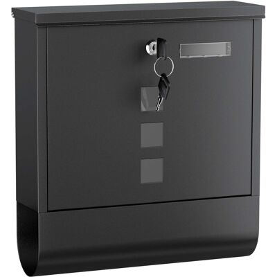 WILTEC - Cassetta Postale Con Vano Portagiornale, Nero 305 X 95 X 335 Mm Con Vetrino Nome WILTEC - Cassetta Postale Con Vano Portagiornale, Nero 305 X 95 X 335 Mm Con Vetrino Nome