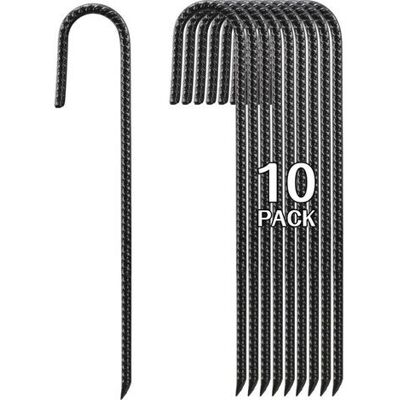 ABYSSE Ancoraggi In Acciaio Ad Alta Resistenza Lunghi 40 Cm - Confezione Da 10, Ancoraggi A J Per Tende, Recinzioni Da Giardino, Piante E Tubi Tessili, Neri ABYSSE Ancoraggi In Acciaio Ad Alta Resistenza Lunghi 40 Cm - Confezione Da 10, Ancoraggi A J Per Tende, Recinzioni Da Giardino, Piante E Tubi Tessili, Neri