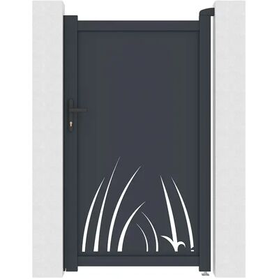 Unique Cancelletto Battente In Alluminio Con Motivo Vegetale In Taglio Laser L103 X H181 Cm Antracite - Brameno Unique Cancelletto Battente In Alluminio Con Motivo Vegetale In Taglio Laser L103 X H181 Cm Antracite - Brameno