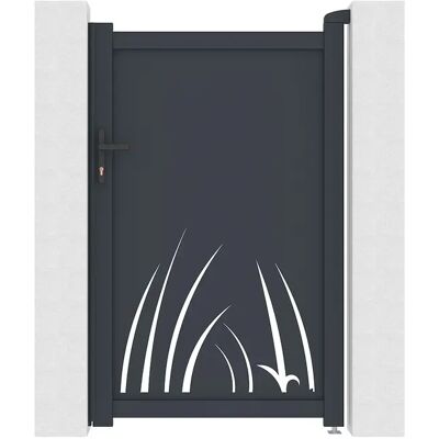 Unique Cancelletto Battente In Alluminio Con Motivo Vegetale In Taglio Laser L103 X H166 Cm Antracite - Brameno Unique Cancelletto Battente In Alluminio Con Motivo Vegetale In Taglio Laser L103 X H166 Cm Antracite - Brameno