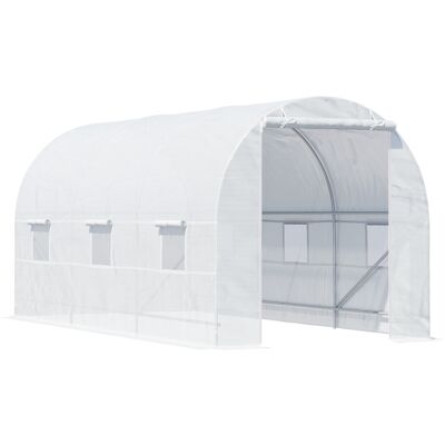 Zone Serra Da Giardino Tunnel Superficie Suolo 9 M² 4.45l X 2l X 2h M Telaio Tubolare Rinforzato 18 Mm 6 Finestre Bianco Zone Serra Da Giardino Tunnel Superficie Suolo 9 M² 4.45l X 2l X 2h M Telaio Tubolare Rinforzato 18 Mm 6 Finestre Bianco