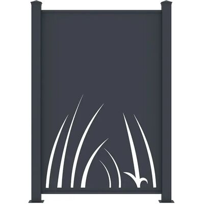 Unique Recinzione In Alluminio Con Motivo Vegetale In Taglio Laser Kit Iniziale H164 X L118 Cm Antracite - Brameno Unique Recinzione In Alluminio Con Motivo Vegetale In Taglio Laser Kit Iniziale H164 X L118 Cm Antracite - Brameno