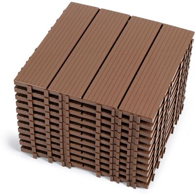 WOLKETON Pavimento Esterno In Plastica 55 Piastrelle 30x30x2 Cm, Marrone Rossastro, Motivo A 4 Listelli, Posa Senza Colla WOLKETON Pavimento Esterno In Plastica 55 Piastrelle 30x30x2 Cm, Marrone Rossastro, Motivo A 4 Listelli, Posa Senza Colla