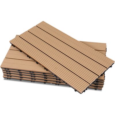 WOLKETON Set Di 6 Piastrelle Per Decking In Wpc, 4 Listelli, 1 M², 30 X 60 Cm, Teak, Piastrelle In Legno Composito Con Clip WOLKETON Set Di 6 Piastrelle Per Decking In Wpc, 4 Listelli, 1 M², 30 X 60 Cm, Teak, Piastrelle In Legno Composito Con Clip