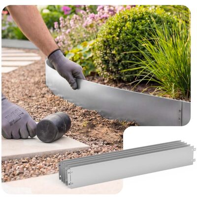 VOUNOT ® Bordatura Da Giardino In Metallo Zincato 15m, Bordo Per Aiuola Flessibile Per Prato, Spessore 0,7 Mm, 13x100 Cm, 15 Pezzi VOUNOT ® Bordatura Da Giardino In Metallo Zincato 15m, Bordo Per Aiuola Flessibile Per Prato, Spessore 0,7 Mm, 13x100 Cm, 15 Pezzi