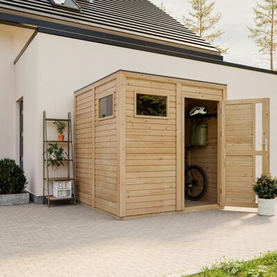 TIMBELA Casetta Da Giardino In Legno 4,20 M², Capanno Da Giardino Per Esterno Con Pareti Da 17 Mm, Casetta In Legno Da Giardino Per Attrezzi E Biciclette Con Pavimenti Impregnati, M325f1+m325g TIMBELA Casetta Da Giardino In Legno 4,20 M², Capanno Da Giardino Per Esterno Con Pareti Da 17 Mm, Casetta In Legno Da Giardino Per Attrezzi E Biciclette Con Pavimenti Impregnati, M325f1+m325g