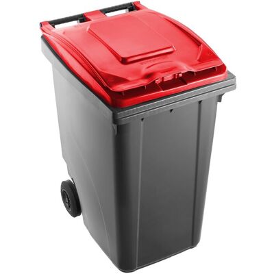 MOBIL PLASTIC Bidone Carrellato Per Raccolta Differenziata 360 Litri Bicolore - Fondo Grigio E Coperchio Rosso - MOBIL PLASTIC Bidone Carrellato Per Raccolta Differenziata 360 Litri Bicolore - Fondo Grigio E Coperchio Rosso -