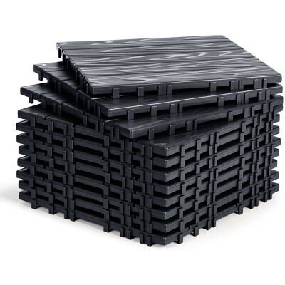 WOLKETON Pavimento Esterno In Plastica 22 Piastrelle 30x30x2 Cm, Antracite, Motivo Rilievo 5 Listelli, Posa Senza Colla WOLKETON Pavimento Esterno In Plastica 22 Piastrelle 30x30x2 Cm, Antracite, Motivo Rilievo 5 Listelli, Posa Senza Colla